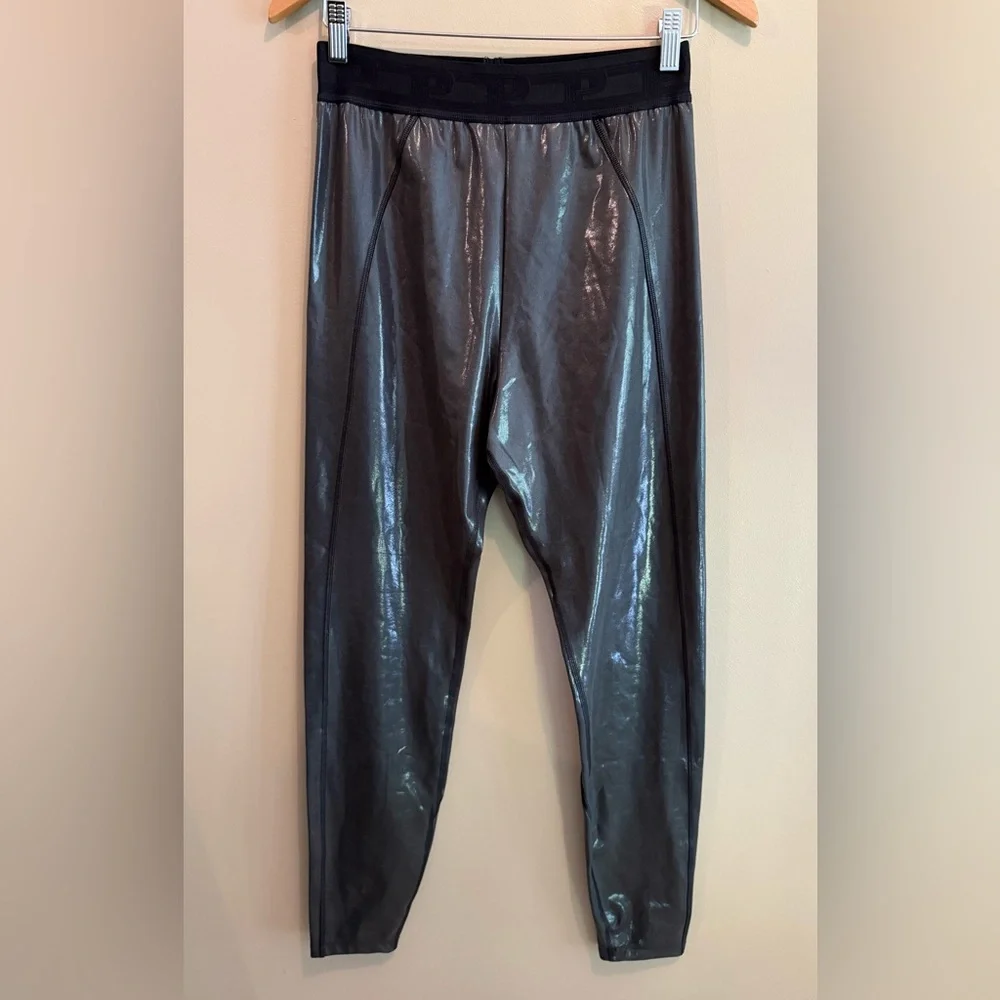 Pink Active Charcoal Black Metallic Leggings